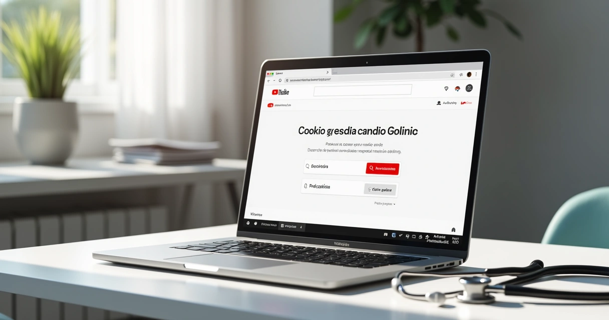 Tela do YouTube com aviso de cookies e opções de privacidade em destaque