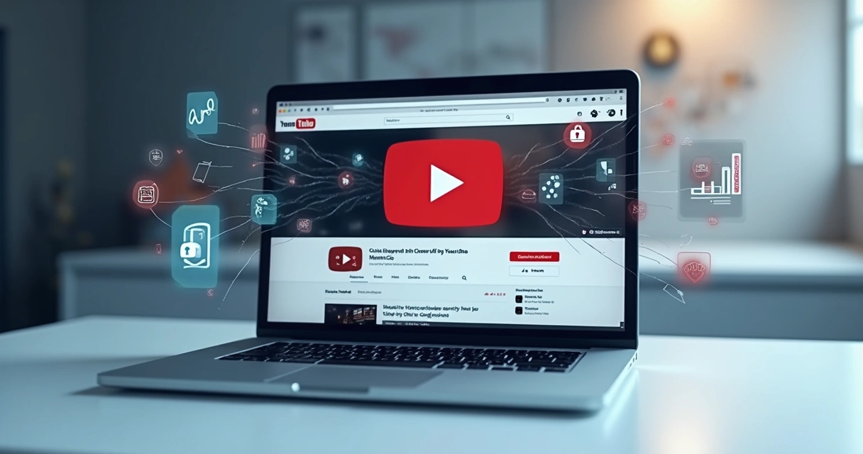 Tela do YouTube com avisos de cookies e ícones de privacidade e anúncios